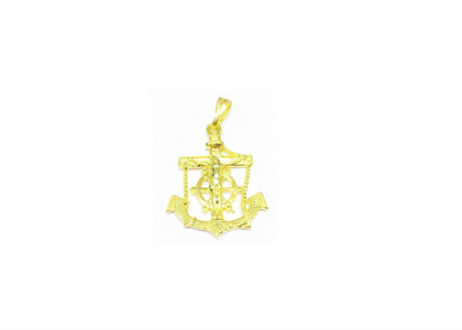 Gold Plated Jesus Cross Anchor Pendant